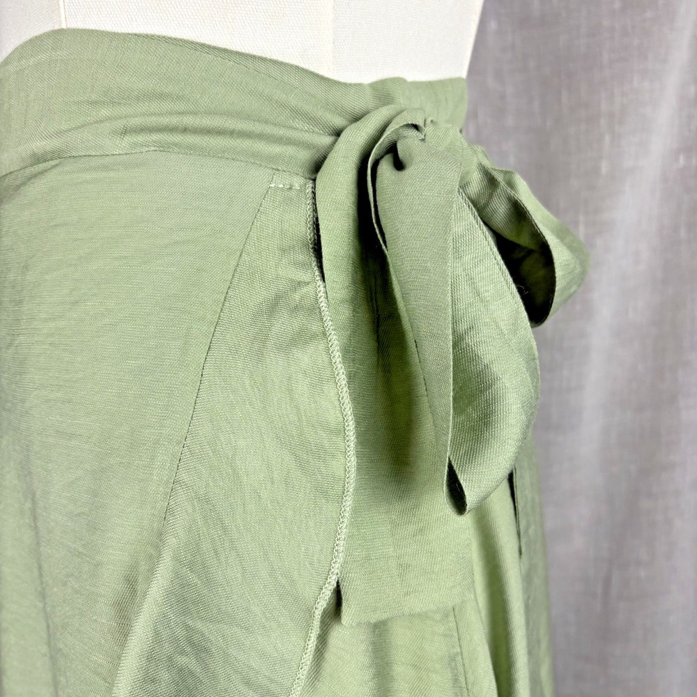 Sage Green Maxi Wrap Skirt Ruffle Hem Boho Cottagecore Fairy Coquette Size S - Picture 8 of 10